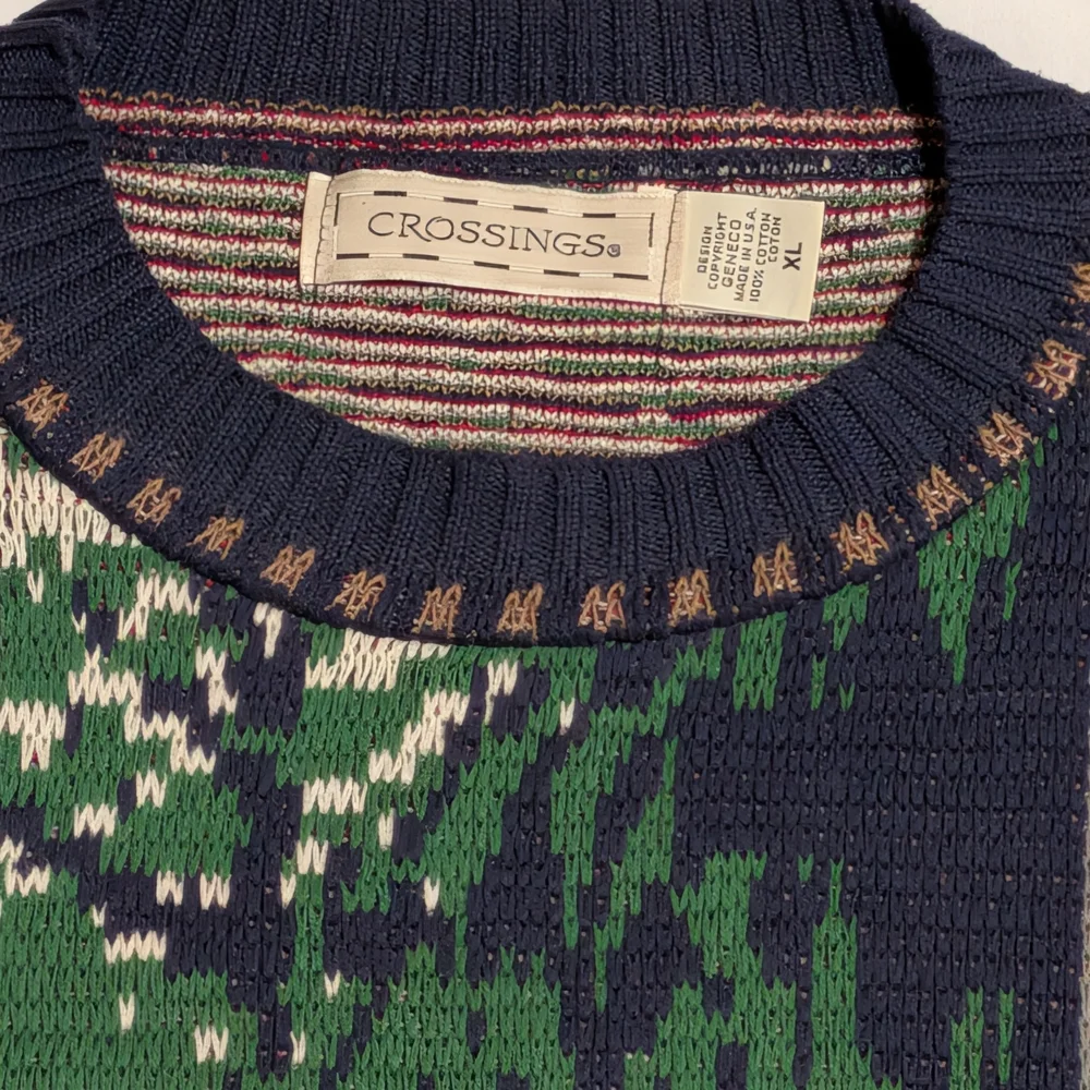 Vintage 90s Crossings Golf Loose Knit Sweater Grandpacore All Over Print Baggy